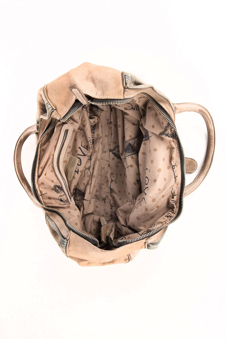 Elisa Cavaletti - Grand sac à main en toile et cuir * beige et bleu jeans - ELP170686500 – Image 4
