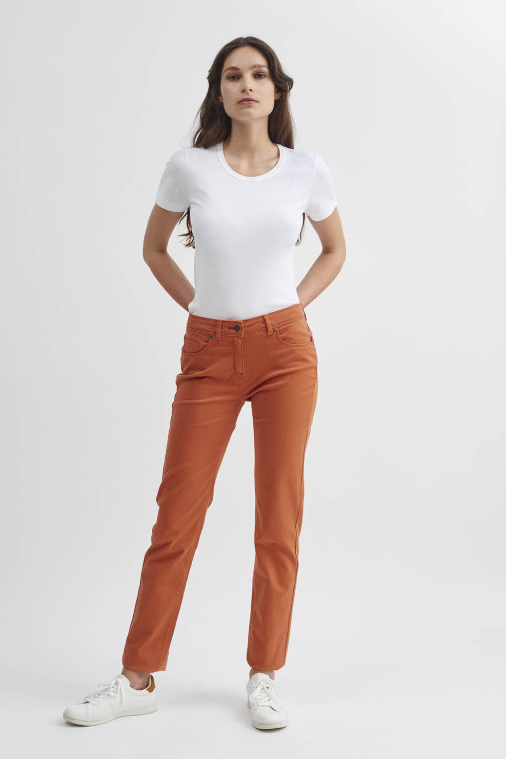 Saint James - Pantalon satin 5 poches taille haute * Mimosa couleur MACADAM ou ROUILLE - 3101 – Image 2