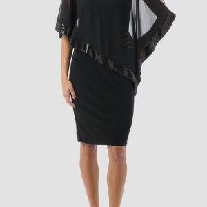 Joseph Ribkoff - Robe Poncho Amincissante à strass * Noir - 154377