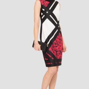 Joseph Ribkoff - Robe Imprimée - Roses Rouges - Sans manches * Noir/Blanc/Rouge - 191709