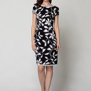 Joseph Ribkoff - Robe Manches Courtes Imprimée * Noir/Blanc - 191825