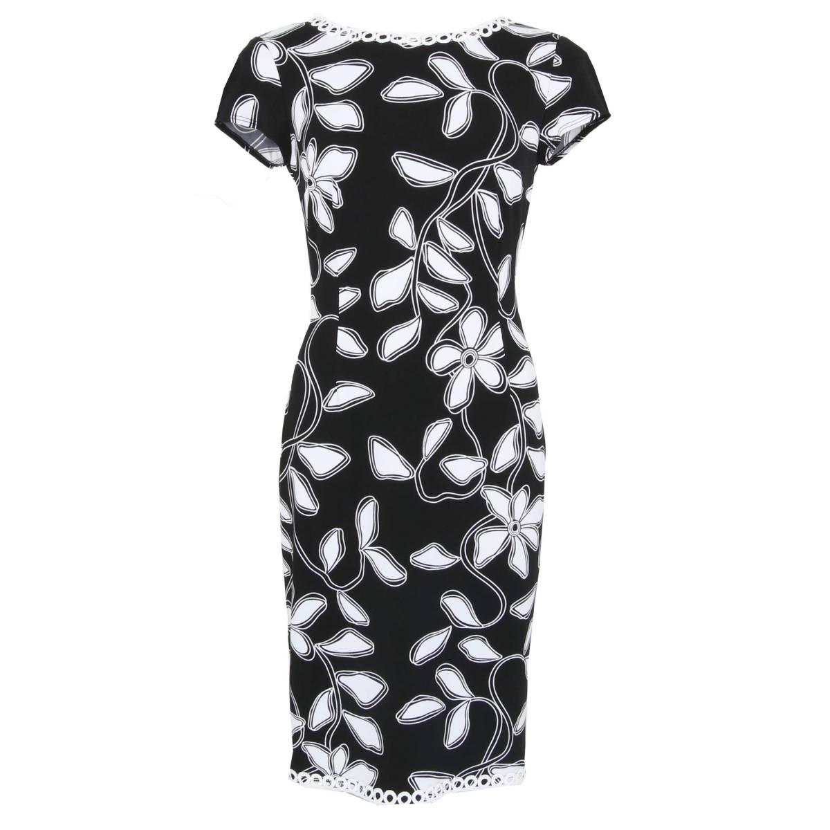 Joseph Ribkoff - Robe Manches Courtes Imprimée * Noir/Blanc - 191825 – Image 3