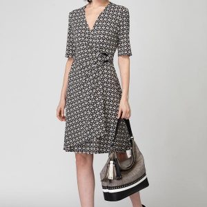 Joseph Ribkoff - Robe Manches Courtes Imprimée Faux Porte-feuille * Noir/Gris/Beige - 193684