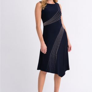 Joseph Ribkoff - Robe 3 trous asymétrique à clous * Marine/argent - 201124