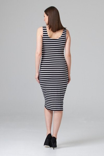 Joseph Ribkoff - Robe sans manches drapée marin * Rayée Marine/Blanc - 201339 – Image 3