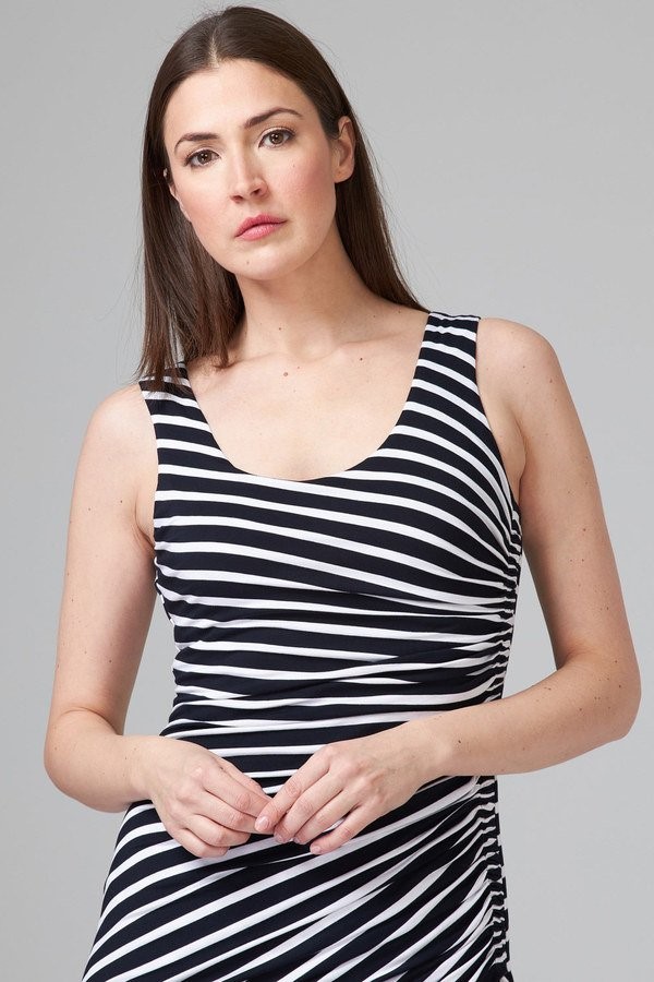 Joseph Ribkoff - Robe sans manches drapée marin * Rayée Marine/Blanc - 201339 – Image 6