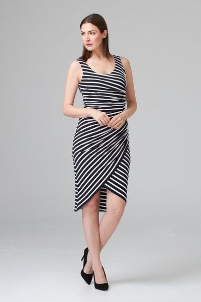 Joseph Ribkoff - Robe sans manches drapée marin * Rayée Marine/Blanc - 201339 – Image 5