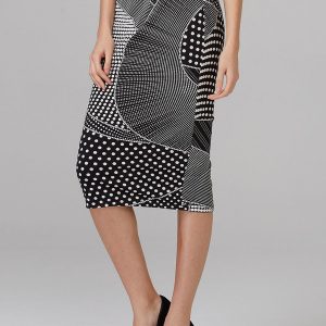 Joseph Ribkoff - Jupe Droite Crayon à Pois * Noir/Blanc - 201480
