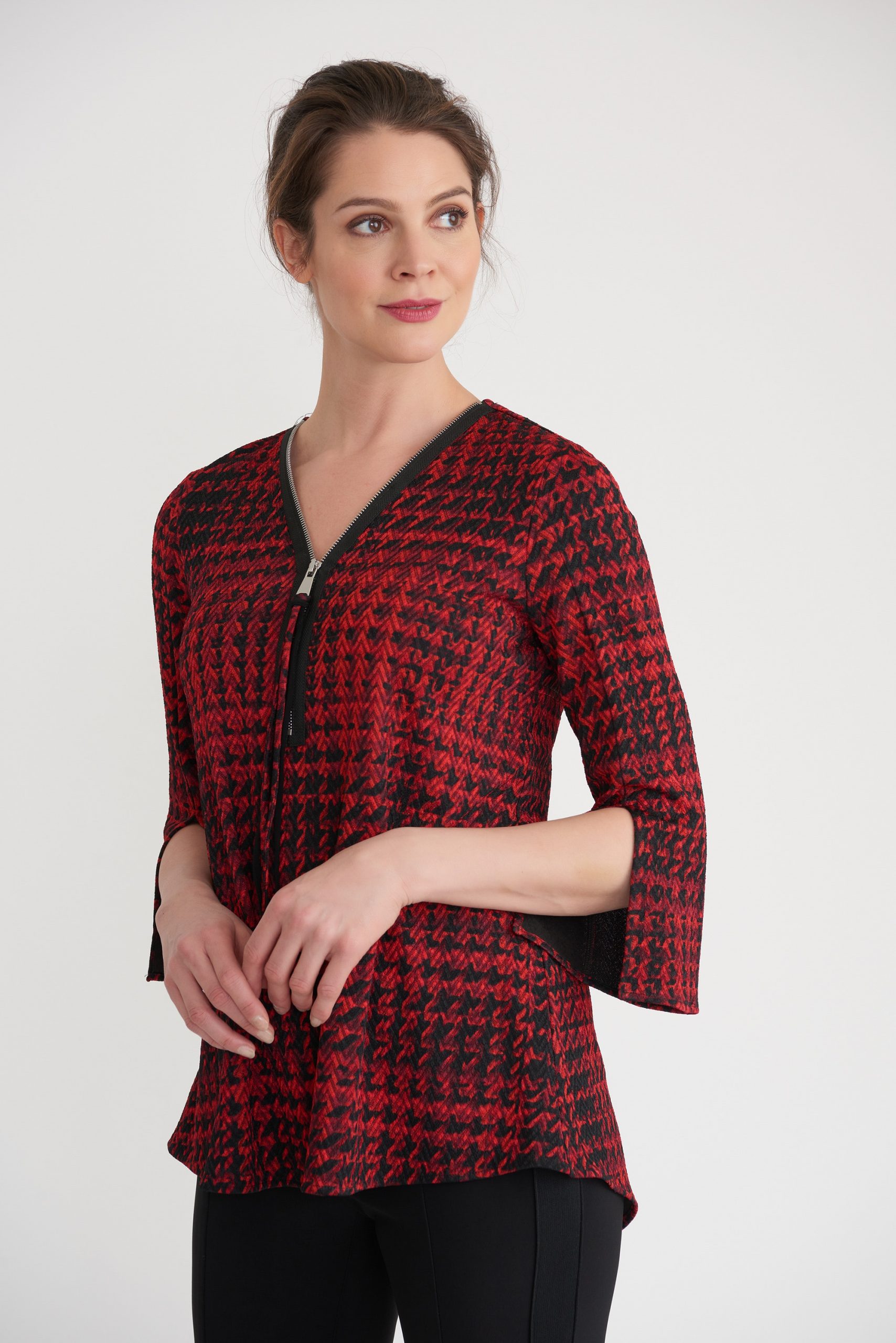 Joseph Ribkoff - Tunique zippée * Noir et rouge - 203511