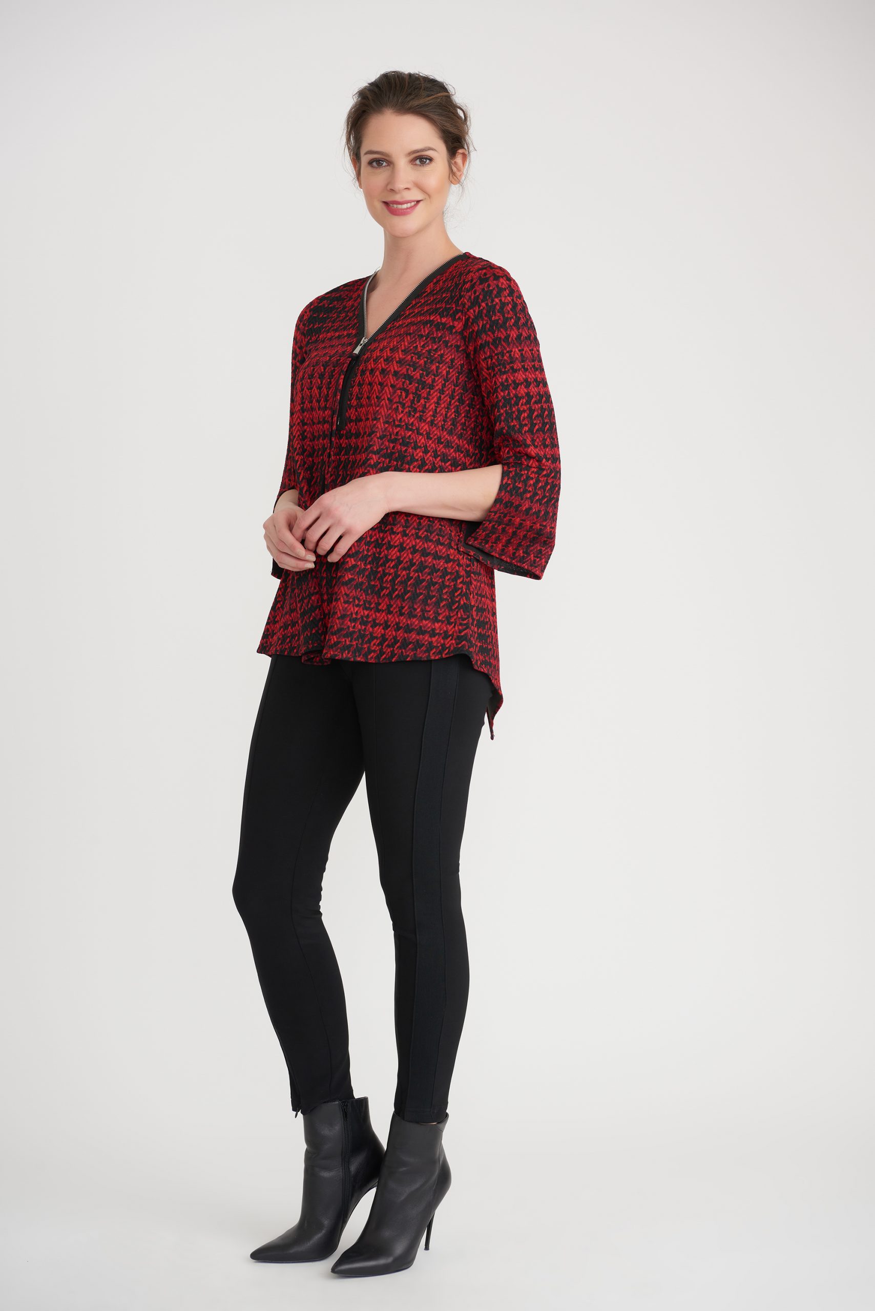 Joseph Ribkoff - Tunique zippée * Noir et rouge - 203511 – Image 5