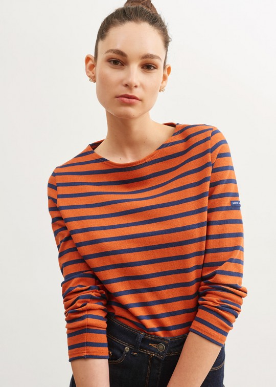 Saint James- Marinière en jersey lourd coupe droite * MERIDAME II Rouille/Marine et Noir/Camel - 4135 – Image 9