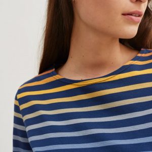 Saint James - Tee-shirt en jersey rayé stretch avec effet dégradé * EVIAN  Navy/Tango - 5337