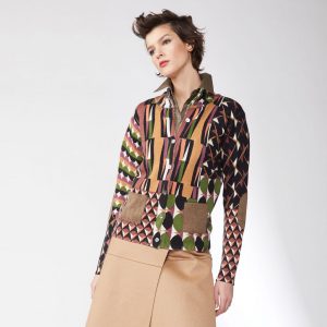 Jei's - Veste - Pure Laine Mérinos Extra Fine * Noir/Vert/Caramel/Ecru - P143
