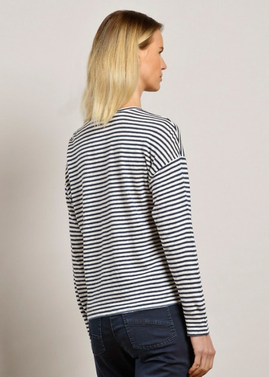 Marinière lin broderie ancre Rayé