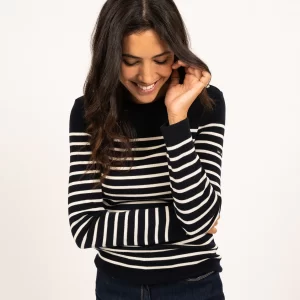Pull Saint James Marée II R pure laine mérinos 8696 marin rayé