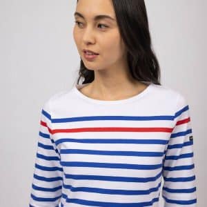 Marinière Saint James Naval rayée Lurex 1858 Neige /gitane/tulipe